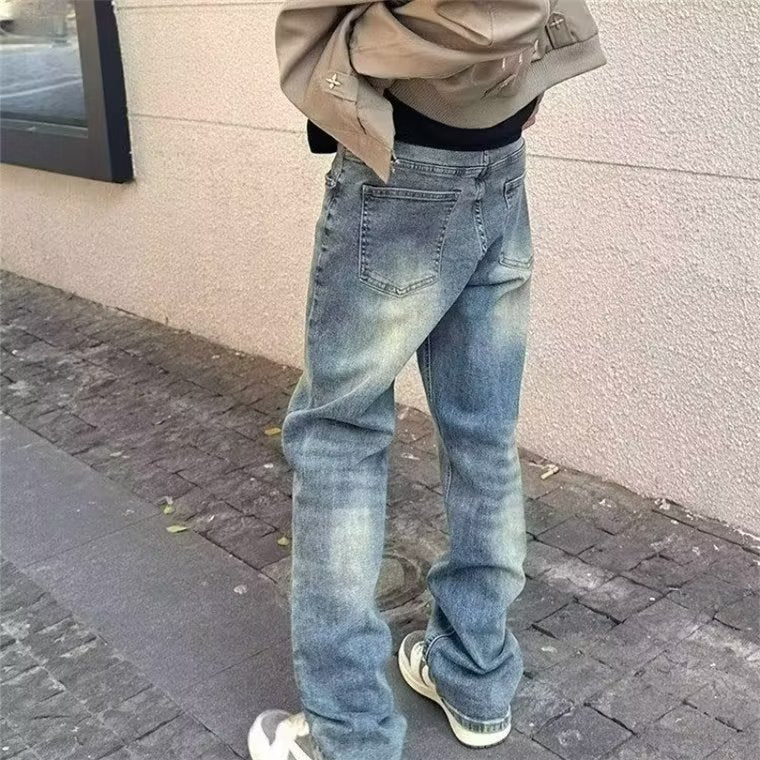 Herren High-Waist Jeans im Used-Look mit lässiger Passform Echoarchiv