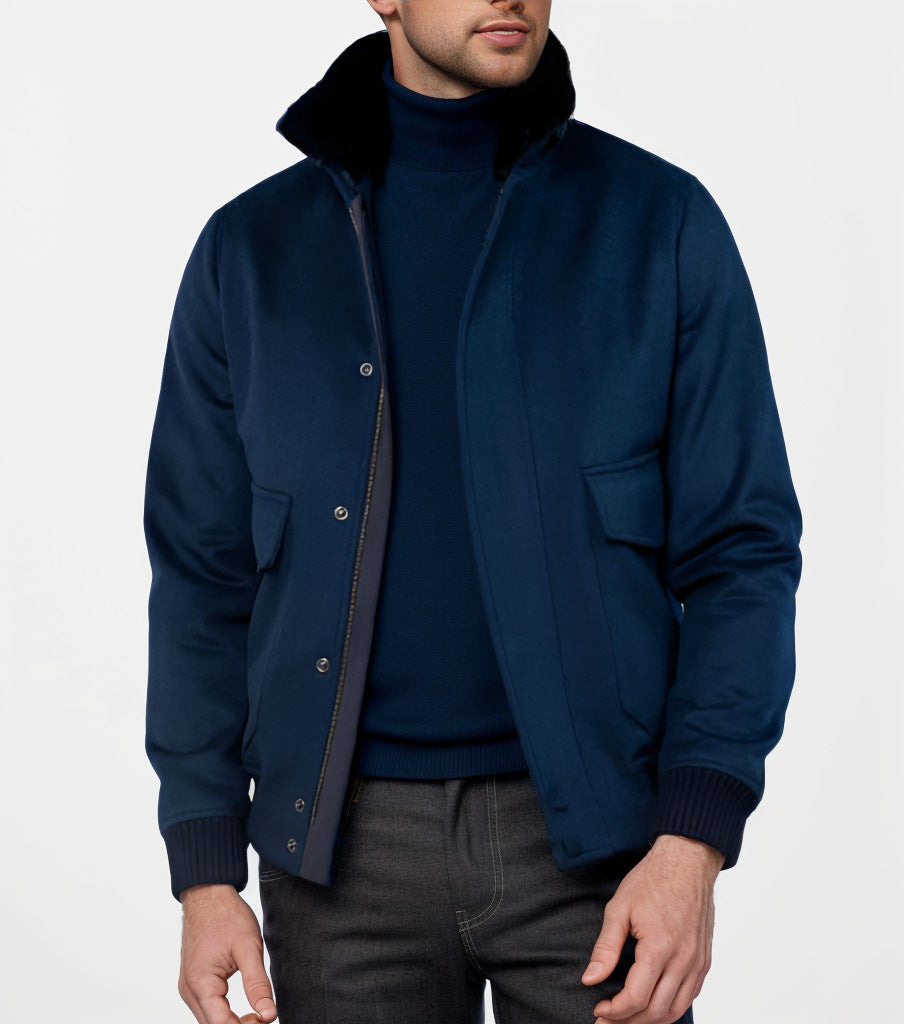 Herren stilvolle Übergangsjacke mit weichem Kragen und praktischen Eingrifftaschen Echoarchiv