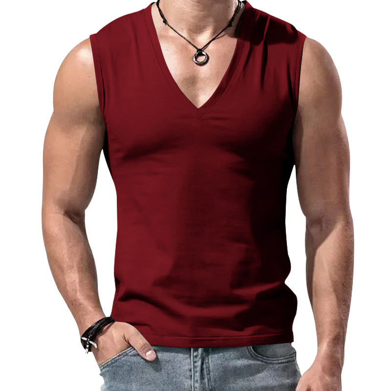 Herren ärmelloses V-Ausschnitt-T-Shirt aus weichem Baumwollmix Echoarchiv
