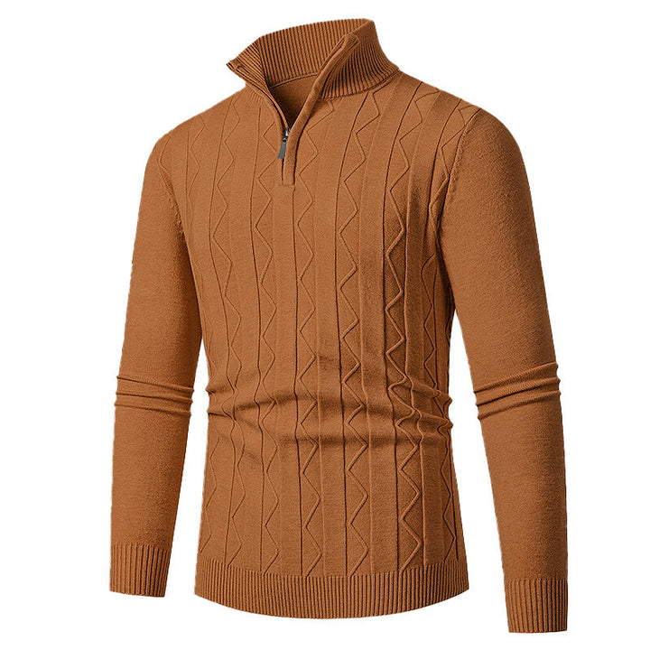 Herren Strickpullover mit stylischem Reißverschluss und Zopfmuster Echoarchiv
