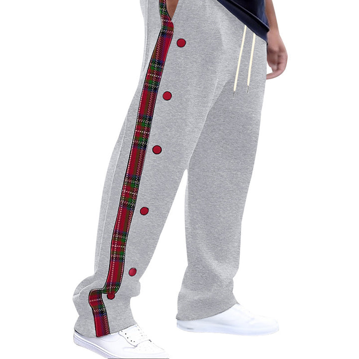 Herren lockere Jogginghose mit seitlichem Karostreifen und Druckknopfleiste Echoarchiv