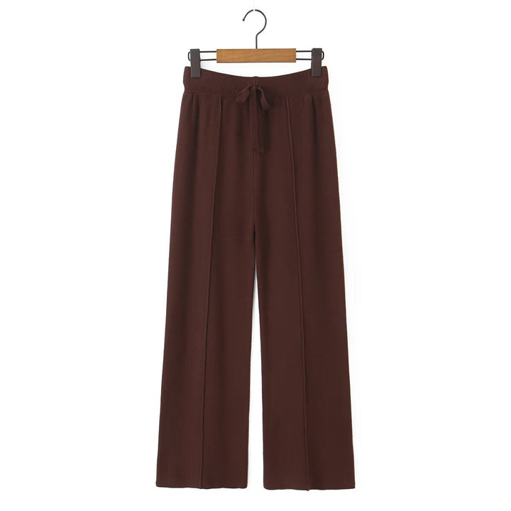 Damen Weite Strickhose mit Rippbund, Tunnelzug und Bügelfalte Echo Archiv