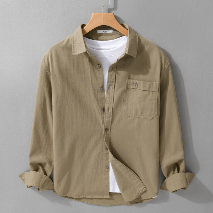 Herren Casual-Layering Hemdjacke aus leichtem Baumwoll-Twill mit aufgesetzter Brusttasche Echoarchiv