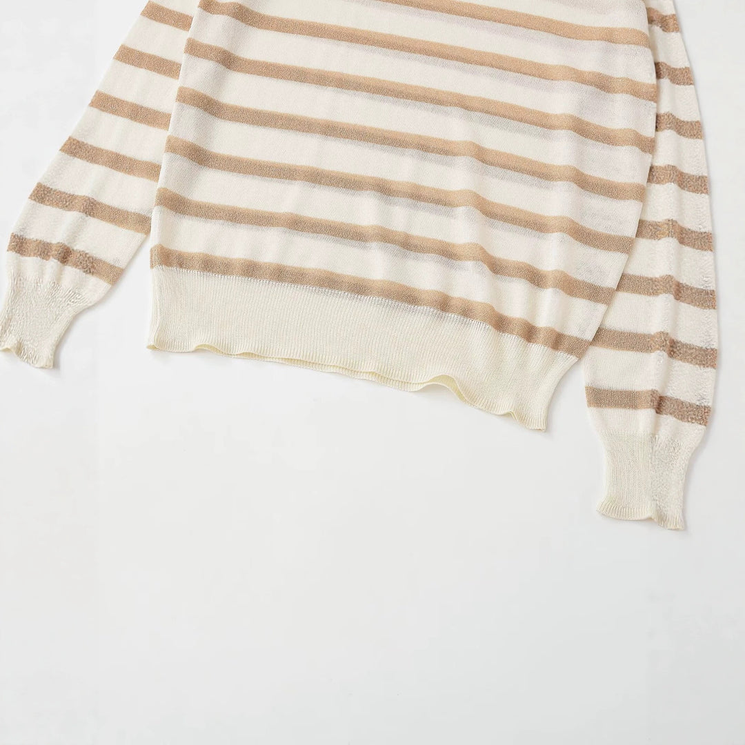 Damen Feinstrickpullover mit Lurex-Streifen und Rundhalsausschnitt Echo Archiv