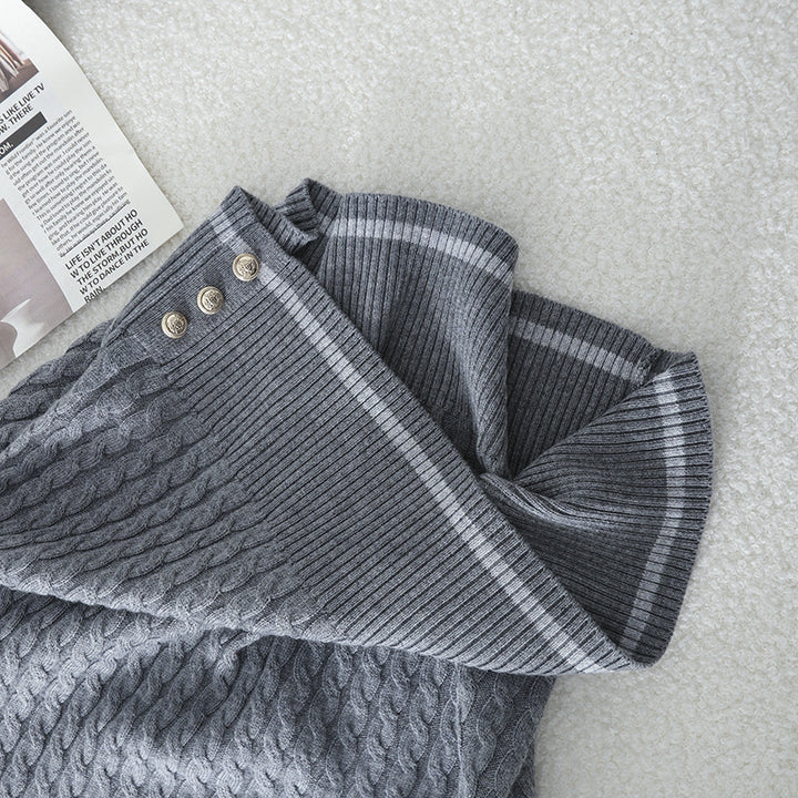 Damen Kurzarm Strickpoloshirt mit Zopfmuster und Kontrastkragen Echo Archiv