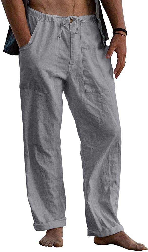 Herren nan leichte Leinenhose mit elastischem Bund und geradem Schnitt Echo Archiv