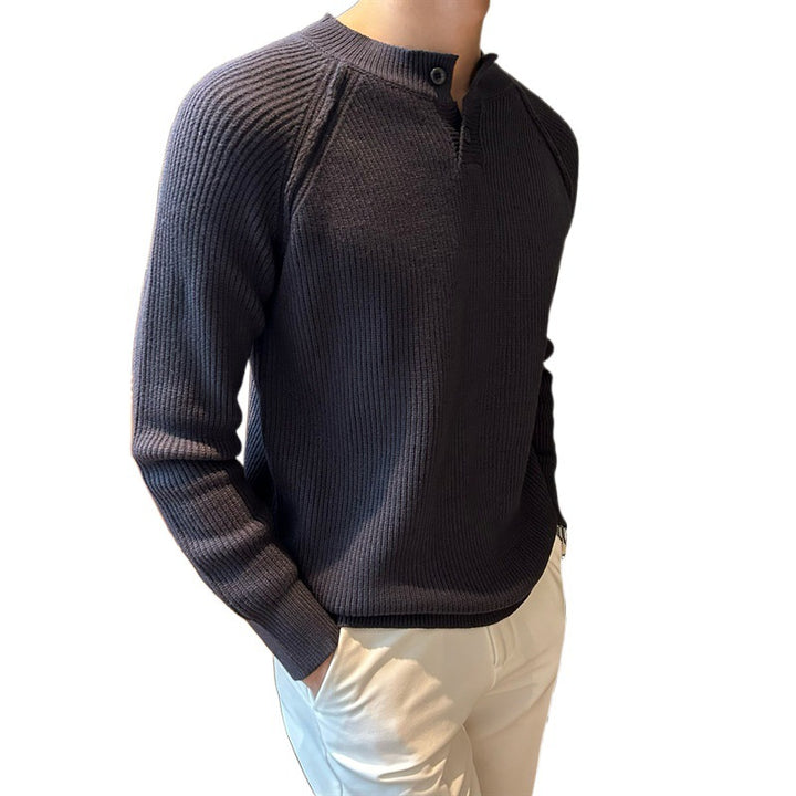 Herren Rippstrick-Pullover mit Knopfleiste Echo Archive