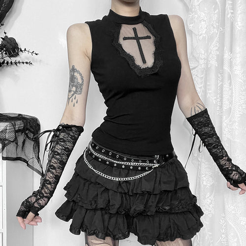 Damen elegantes Oberteil mit transparenten Einsätzen und hohem Kragen Echo Archiv