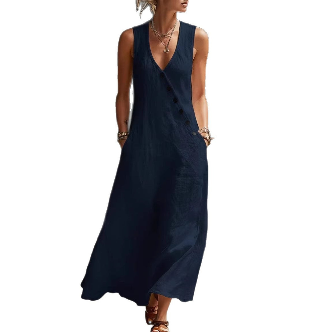 Damen Langarmkleid mit seitlichem Schlitz und Knopfdetails Echo Archiv