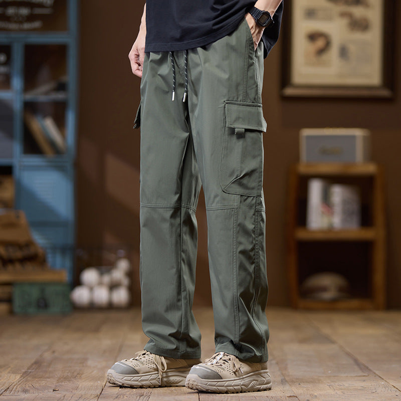 Herren Leichte Technical Cargo-Hose mit geradem Bein, Multifachtaschen und Kordelbund Echo Archiv