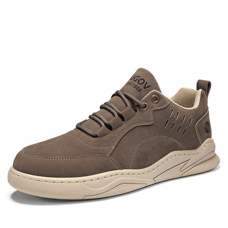 Herren urbaner Veloursleder-Optik City-Sneaker mit gelochter Seitenbelüftung und ergonomischer Plateaulaufsohle – Norré