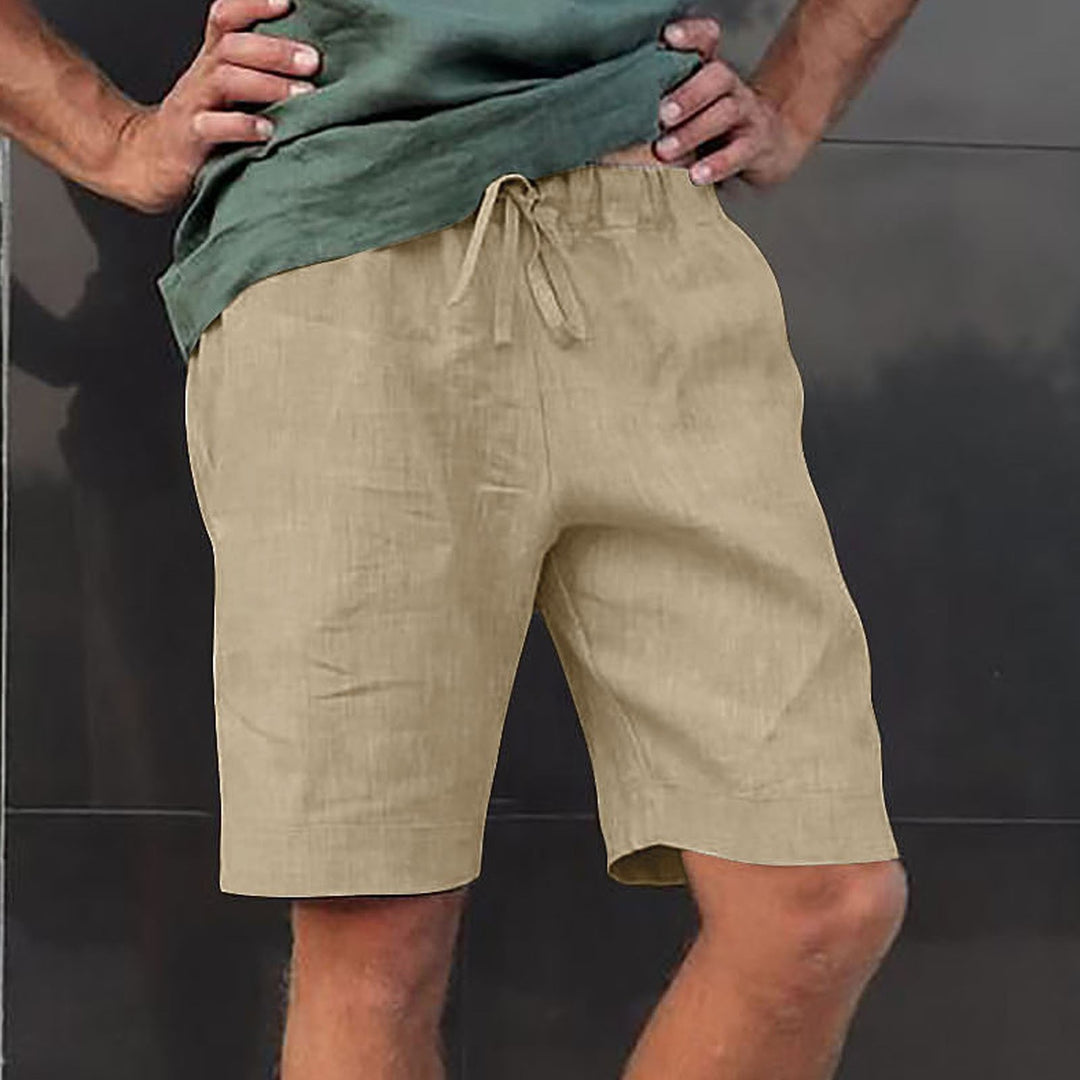 Herren luftige Leinen-Shorts mit verstellbarem Bund und Seitentaschen Echoarchiv