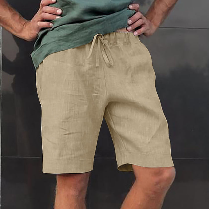 Herren luftige Leinen-Shorts mit verstellbarem Bund und Seitentaschen Echoarchiv