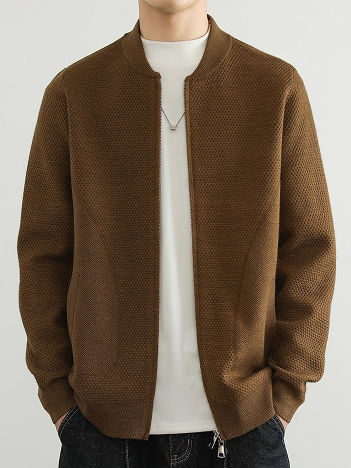Herren Jacquard Sweatjacke mit Reißverschluss und praktischen Taschen Echoarchiv