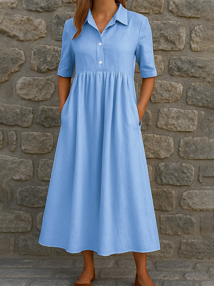 Damen Elegantes Maxikleid mit Hemdkragen und praktischen Taschen Echo Archiv