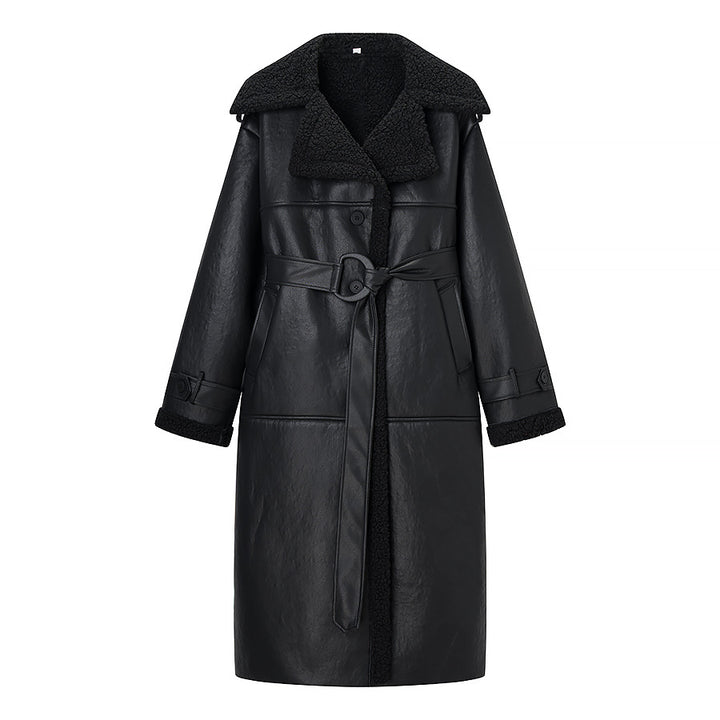 Damen Oversize Lammfellmantel mit Gürtel und Teddyfutter Echo Archiv