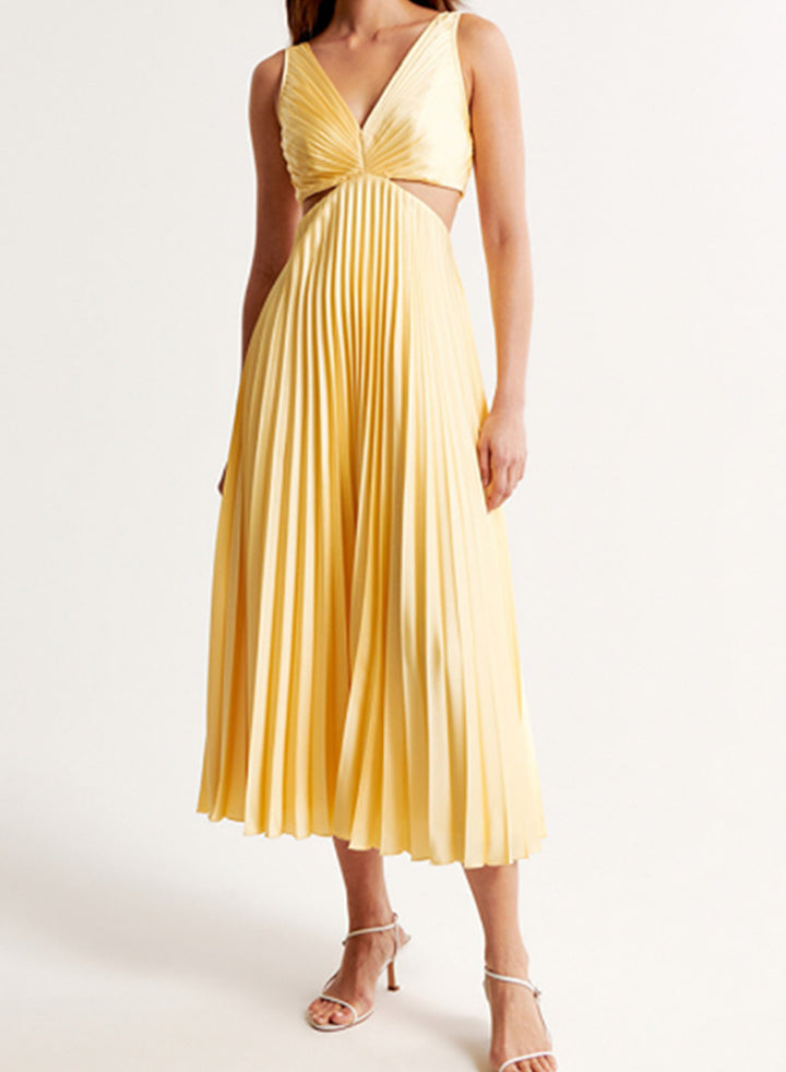 Damen nan plissiertes Midikleid mit gedrehter Bustierpartie und seitlichen Cut-Outs Echo Archiv