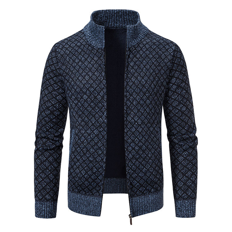 Herren Strickjacke mit modernem Zipper und hochwertigem Muster Echoarchiv