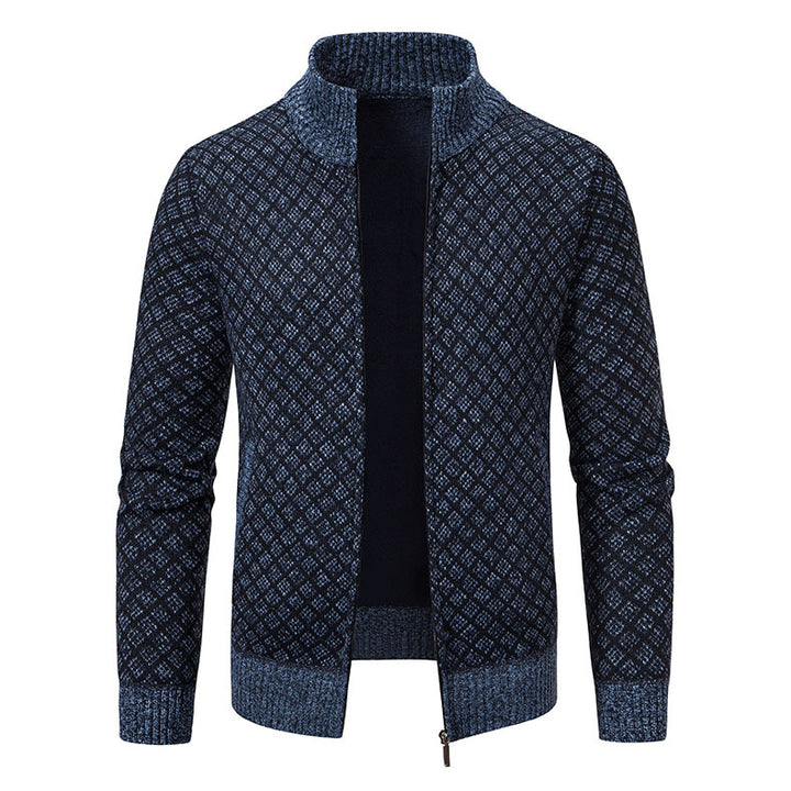 Herren Strickjacke mit modernem Zipper und hochwertigem Muster Echoarchiv