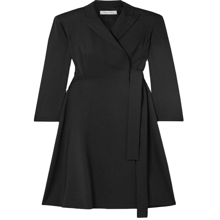 Damen Wickel‑Midikleid‑Mantel im Tailoring mit Schalkragen und Bindegürtel Echoarchiv