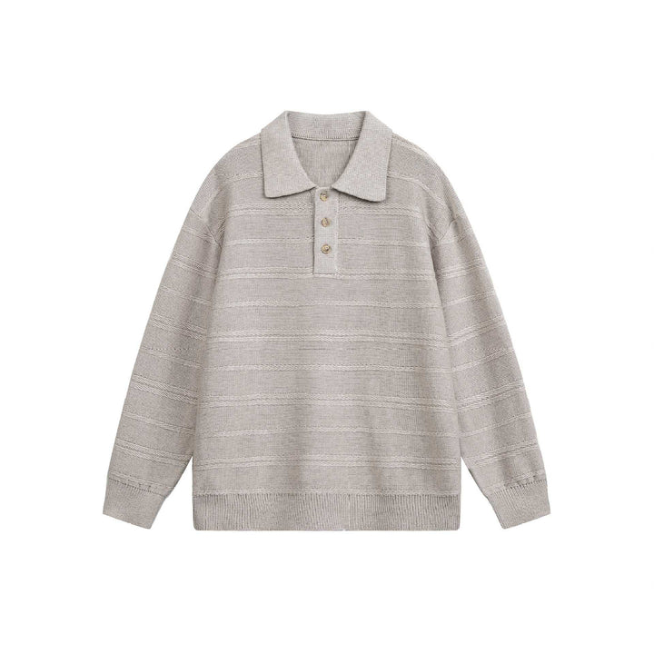 Unisex Strick-Polo mit Strukturstreifen und drei-Knopf-Leiste Echoarchiv