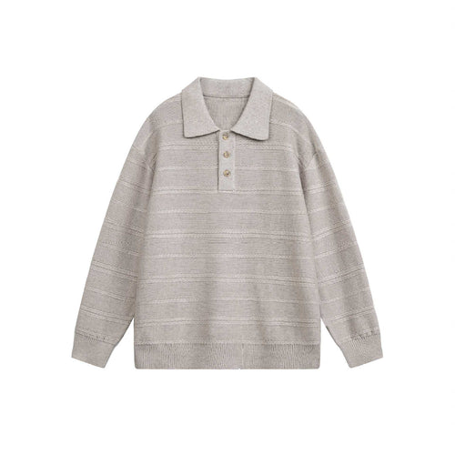 Unisex Strick-Polo mit Strukturstreifen und drei-Knopf-Leiste Echoarchiv