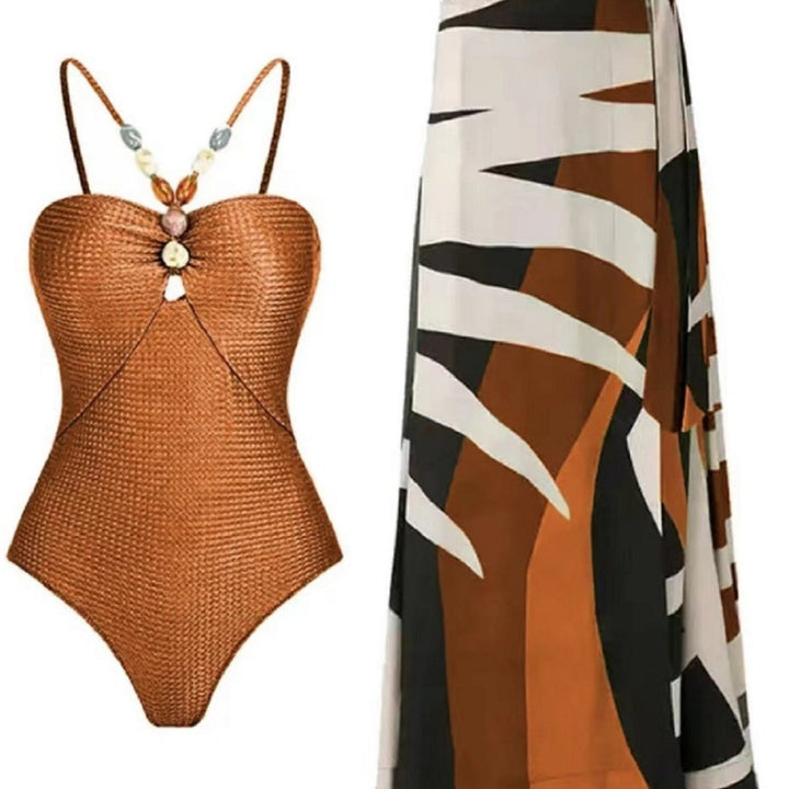 Damen Badeanzug mit trendigem Cut-Out und elegantem Wickelrock Echo Archiv
