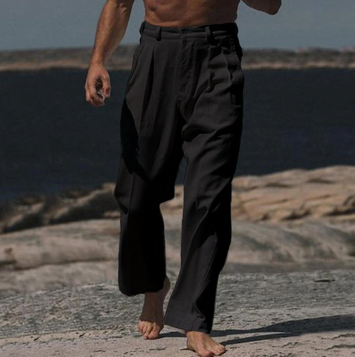 Herren elegante Leinenhose mit weitem Schnitt und hohem Tragekomfort Echoarchiv