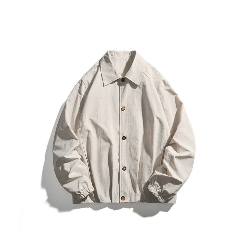 Unisex Leichtes Overshirt-Jacke im Boxy-Cut mit Hemdkragen und elastischen Ärmelbündchen Echo Archiv