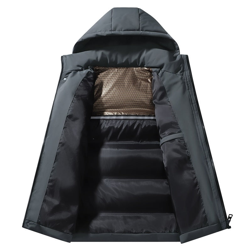 Herren Wattierte Kapuzen‑Thermo‑Steppjacke mit winddichter Hülle & versteckter Druckknopfblende Echoarchiv