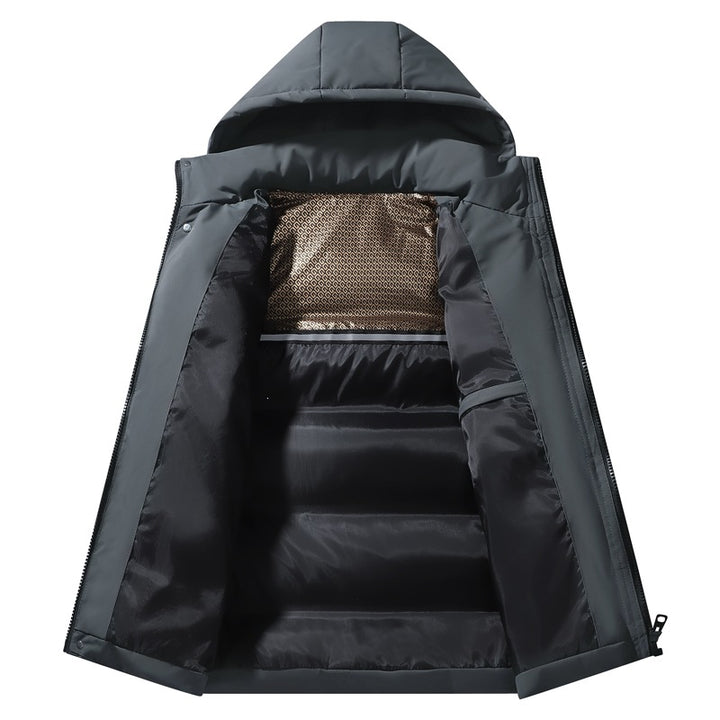 Herren Wattierte Kapuzen‑Thermo‑Steppjacke mit winddichter Hülle & versteckter Druckknopfblende Echoarchiv