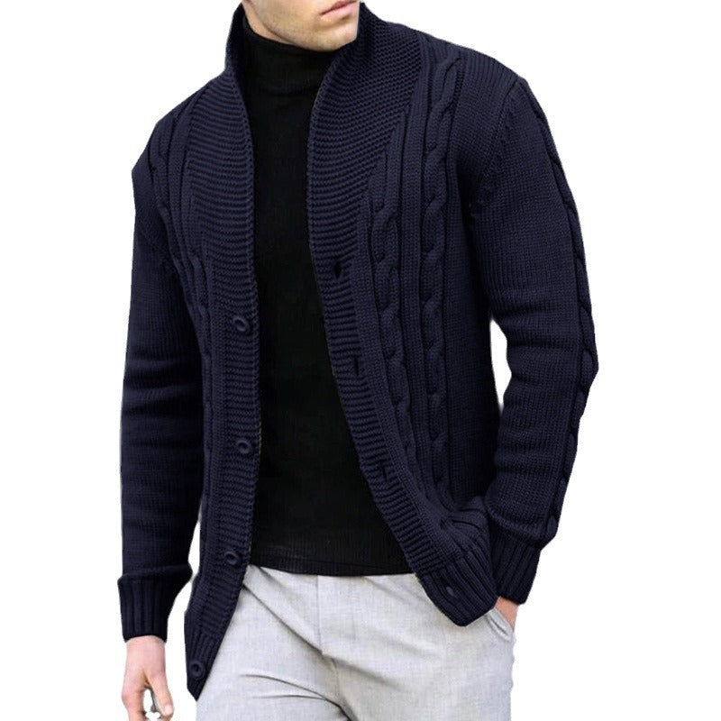Herren Strickjacke mit robustem Zopfmuster und langlebigem Knopfverschluss Echoarchiv