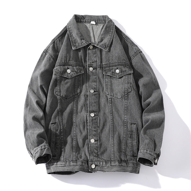 Unisex Oversize-Jeansjacke aus robustem Denim mit Druckknopfleiste Echo Archiv