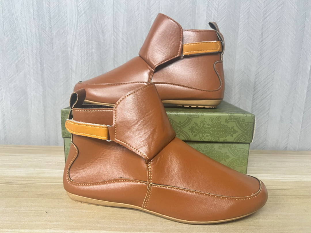 Unisex nan knöchelhohe Lederimitat-Boots mit Klettverschluss und rutschfester Gummisohle Echo Archiv