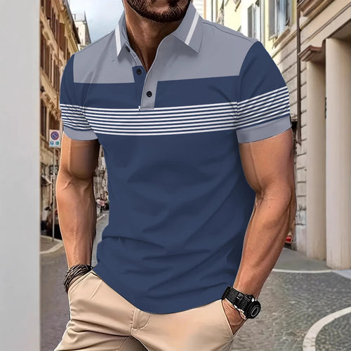 Herren Poloshirt mit modernem Streifendesign und atmungsaktivem Gewebe Echoarchiv