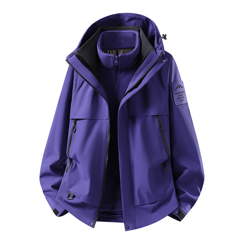 Herren modulare wasserdichte Outdoorjacke mit herausnehmbarer Fleece-Innenjacke, Kapuze und Reißverschlusstaschen Echo Archiv