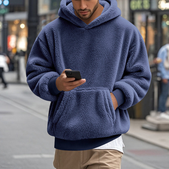 Herren übergroßer Fleece-Hoodie mit Kängurutasche und gemütlichem Schnitt Echoarchiv