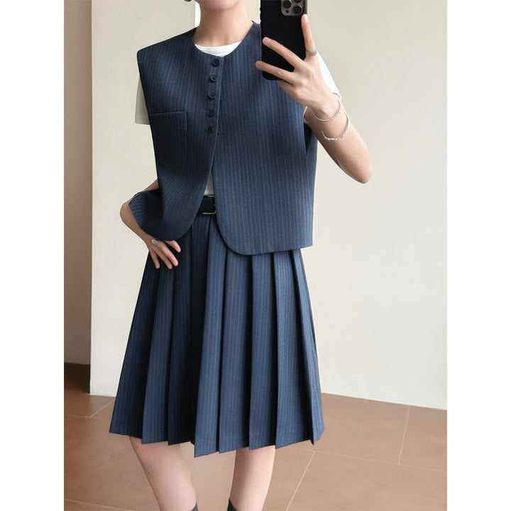 Damen Elegante Blazer-Weste mit gestreiftem Design Echoarchiv