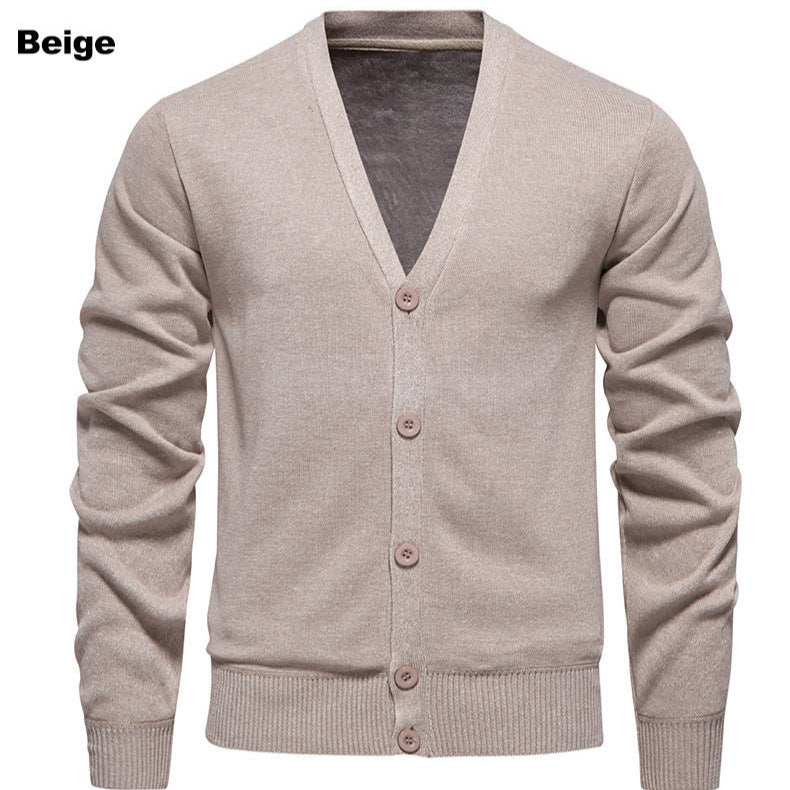 Herren kuschelige Strickjacke mit V-Ausschnitt und Knopfleiste Echoarchiv