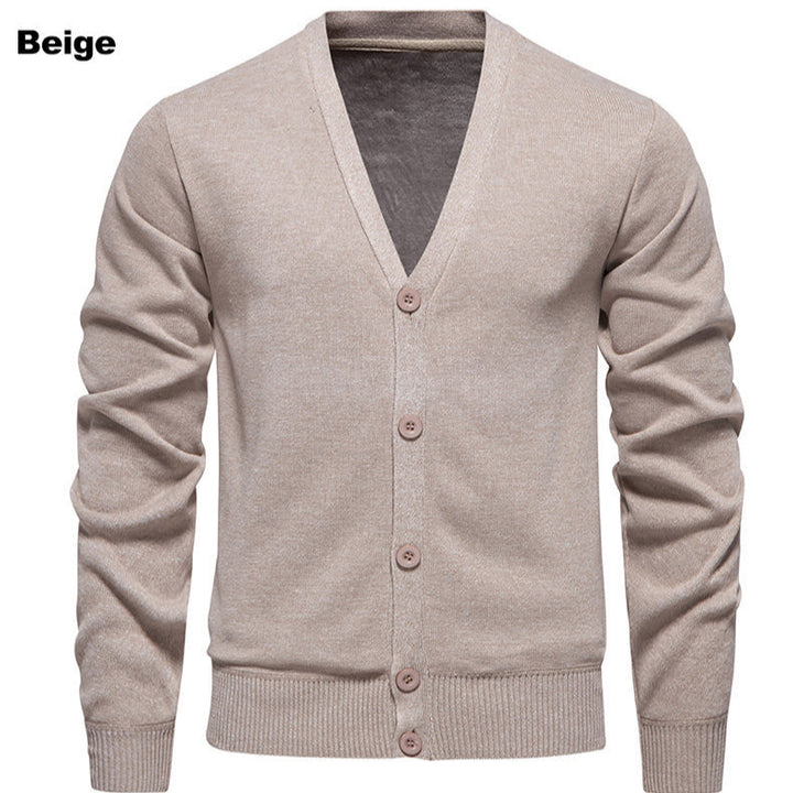Herren kuschelige Strickjacke mit V-Ausschnitt und Knopfleiste Echoarchiv