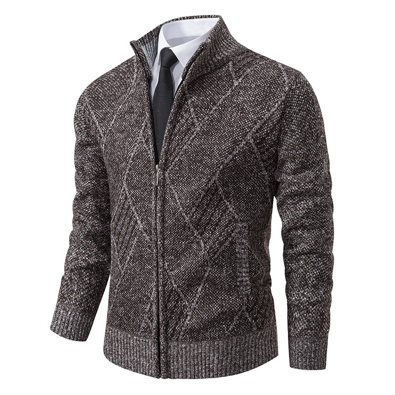 Herren Grobstrickjacke mit dekorativem Zipper und praktischen Taschen Echoarchiv