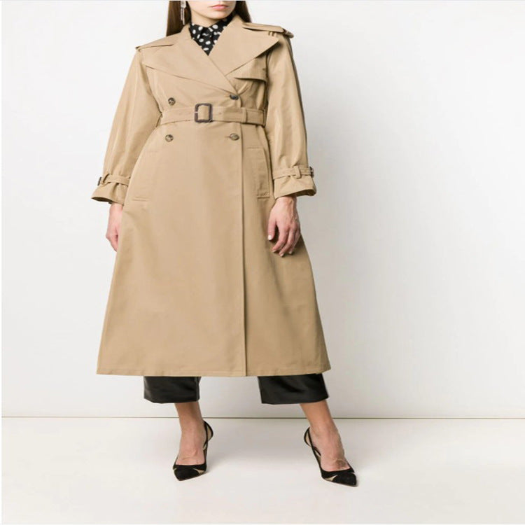 Damen Midilanger Trenchcoat im A‑Linien‑Schnitt mit Taillengürtel und Epauletten Echoarchiv