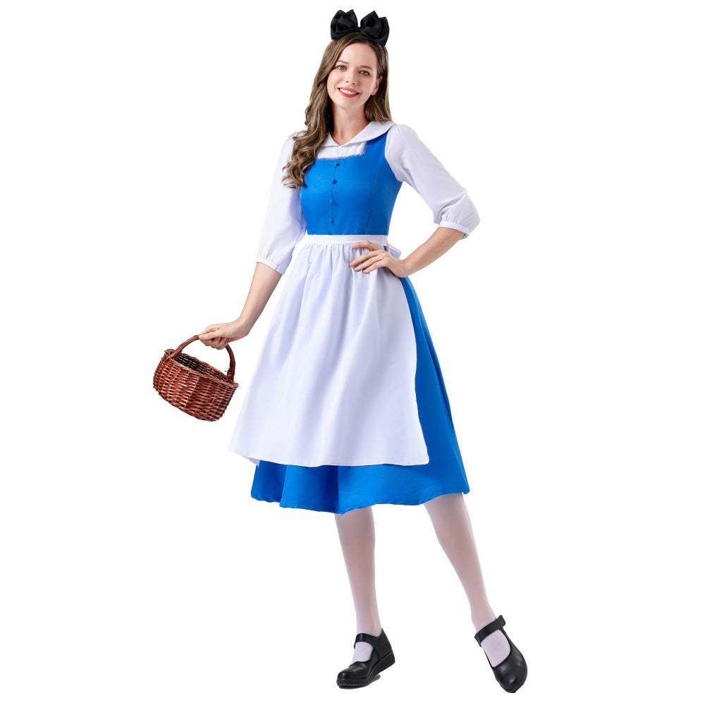 Damen nan vintage Schürzenkleid mit tailliertem Schnitt und Stehkragen Echo Archiv