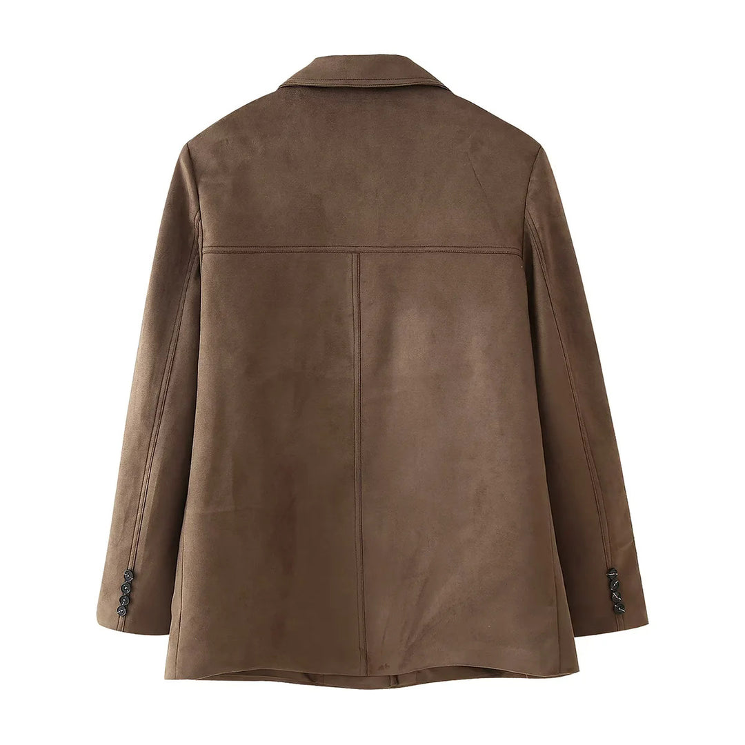 Damen nan kastiger Veloursblazer mit Reverskragen und aufgesetzten Pattentaschen Echo Archiv