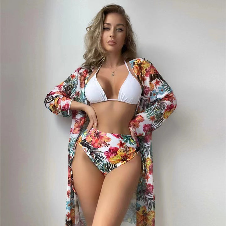 Damen Bikiniset mit hohem Bund und floralem Überwurf Echo Archiv