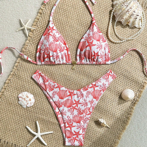 Damen Triangel-Bikini mit maritimem Korallenmuster Echo Archiv