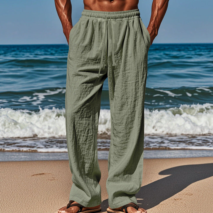 Herren nan luftige Strandhose aus Baumwoll-Leinen mit Tunnelzug und Seitentaschen Echoarchiv