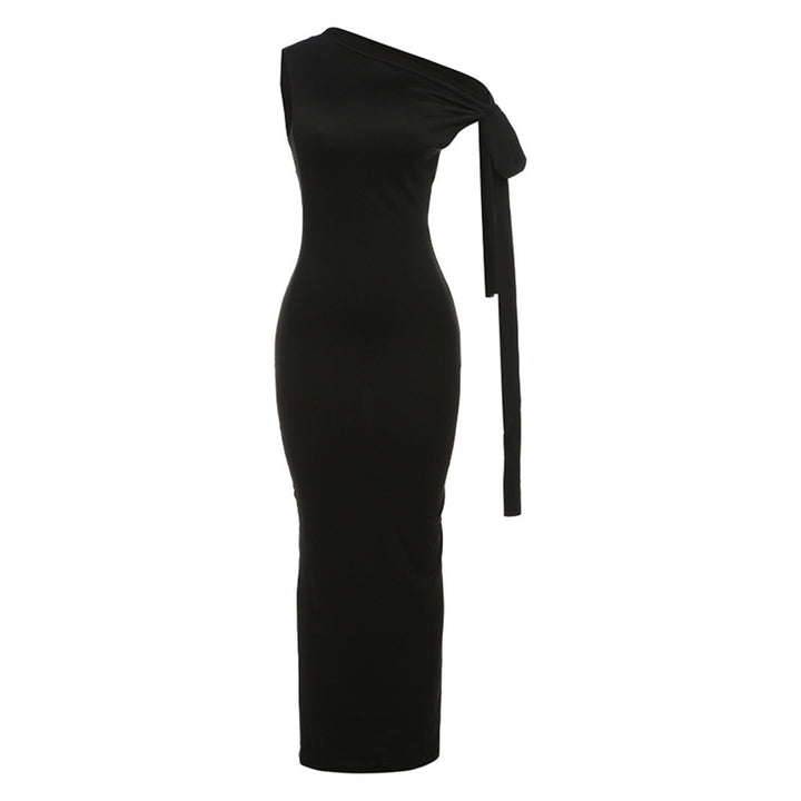 Damen Elegantes figurbetontes One-Shoulder-Maxikleid mit Schleife Echo Archiv