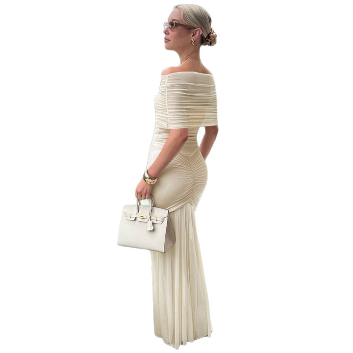 Damen nan schulterfreies Zweiteiler-Abendkleid mit gerafftem Minikleid und transparentem Bodenrock Echo Archiv