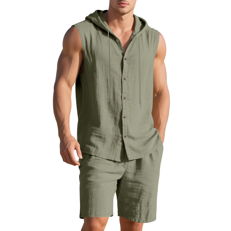 Herren lässiges Kapuzenshirt und Shorts-Set Echoarchiv